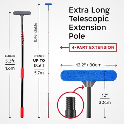 Tyroler Professional Window Squeegee with Extension Pole 6-19 ft - size: 18.6 feet