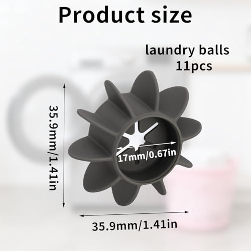 11 Pcs Reusable Laundry Scrubbing Balls for Washer – Tangle-Free Washing Balls, Anti-Tangle Laundry Agitator Balls for Cleaner Clothes, Effective Washing for All Machines, (Grey) - color: Gray