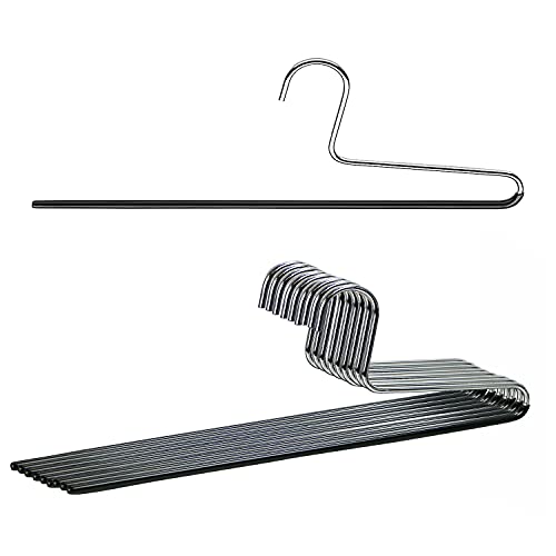 Mawa by Reston Lloyd Trouser Series Non-Slip Space-Saving Clothes Hanger with Single Rod for Pants, Style KH/1, Set of 10, Black - color: Set of 10, size: Black