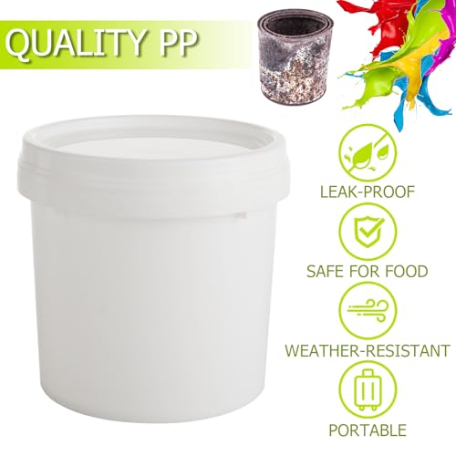 AKOLAFE 4 Pack Small Paint Buckets for Painting 1 Quart Empty Paint Cans Touch Up Paint Containers with Lids Plastic Paint Can 2 Pint Paint Pail 1/4 Gallon Paint Storage Containers for Leftover Paint