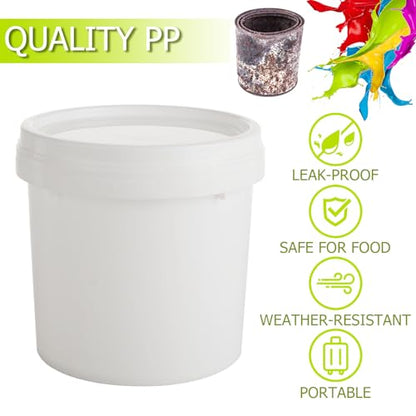 AKOLAFE 4 Pack Small Paint Buckets for Painting 1 Quart Empty Paint Cans Touch Up Paint Containers with Lids Plastic Paint Can 2 Pint Paint Pail 1/4 Gallon Paint Storage Containers for Leftover Paint