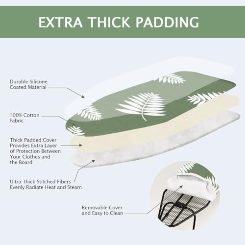 SheeChung 12.5"x32" Small Ironing Board Cover and Pad,Mini Iron Board Cover - color: Green+leaf, size: 32"L x 12.5"W