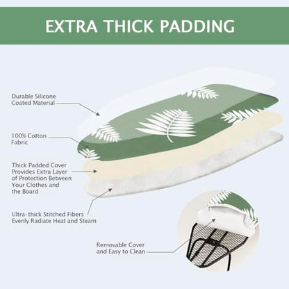 SheeChung 12.5"x32" Small Ironing Board Cover and Pad,Mini Iron Board Cover - color: Green+leaf, size: 32"L x 12.5"W
