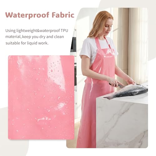 Nanxson TPU Waterproof Apron Lightweight Work Apron with Adjustable Buckle - color: Pink