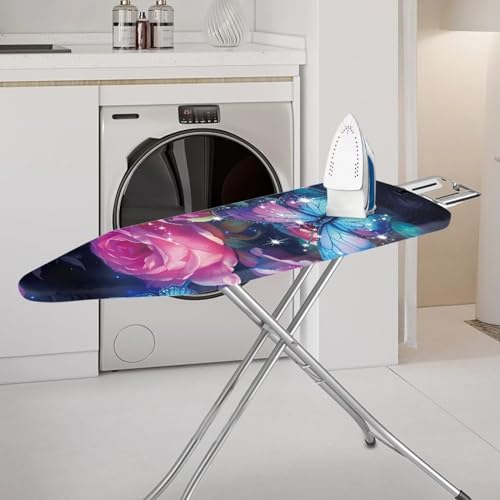 Butterfly Rose Ironing Board Cover Universal Stretchy Stain Reisstant Cover for Ironing Board with Adjustable Straps Ironing Board Accessories - color: Butterfly Rose 1