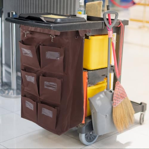 OUNONA Janitorial Cart Bag Large Capacity Leakproof Cleaning Cart Organizer Compatible with Hotel Housekeeping Carts 33.46X15.35X10.43 Inch