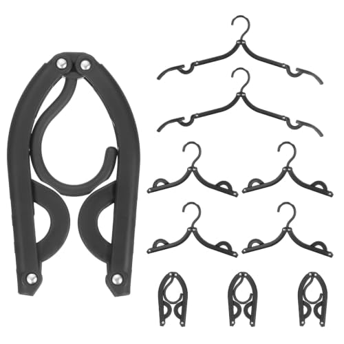 uxcell 10 Pcs Portable Travel Hangers, Plastic Foldable Hangers Cruise Essentials Clothes Drying Rack for Camping Flying Suitcase Travel Accessories Road Trip Hotel, Black - color: Black