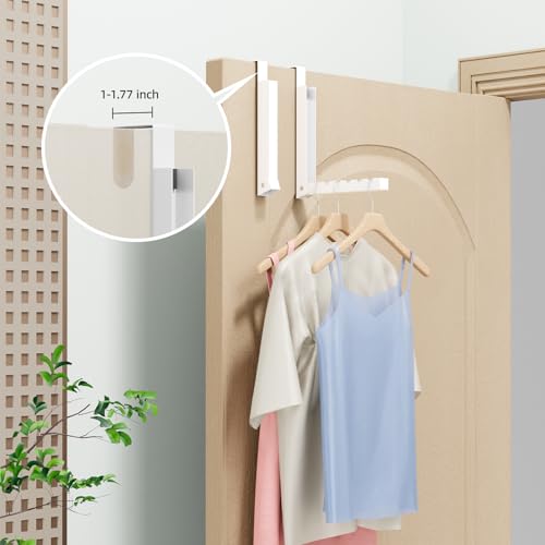 BAKON Over The Door Hanger Folding Clothes Drying Rack, Folding Hanging Coat Rack for Indoor Laundry Room Compact Small Space Foldable Portable Clothing Hanger Hook Collapsible- 4 Pack(White) - color: white-4