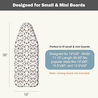 UniSimp Small Ironing Board Cover and Pad 12"x32" Small Iron Board Cover with Padding,Tabletop Mini Ironing Board Cover and Pad Small Size, Cotton Canvas, Heat Resistant, Drawstring Taupe - color: Taupe, size: 12" x 32"