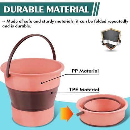 Collapsible Bucket 4.5 Gallon/17L Large Capacity Foldable Cleaning Buckets - color: Large Pink