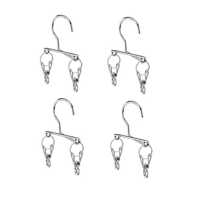 4PCS Double Clip Stainless Steel Travel Hanger, Portable Rustproof Space Saving Laundry Drying Hanger with Dual Clips, Compact Hotel Travel Hanger for Socks Handkerchiefs Small Items - size: Small