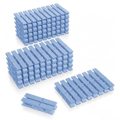 100 Pcs Wooden Clothespins Bulk - 2.9 Inch Cheer Light Blue Clothes Pins - color: Light Blue