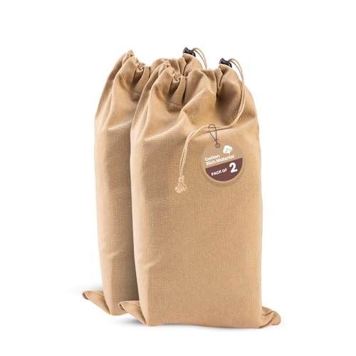 LFH Cotton Rich Shoe Storage Bags with Drawstring, Dustproof Breathable Reusable Organizer, Perfect For Travel, Dorm, Hotel, College, Gym, Easy to Carry, Machine Washable 8"x17" (Pack of 2) - Beige - color: Beige, size: 8"x17" (Pack of 2)