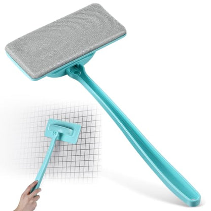 1 Pack Mesh Window Screen Cleaner Brush, Detachable Handle, Wet and Dry Use