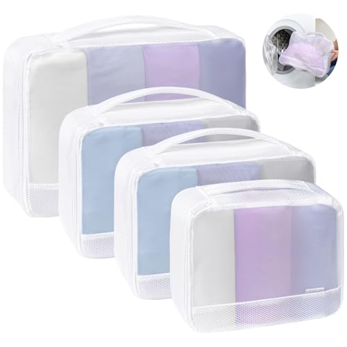 Cambond Mesh Packing Cubes for Travel Women - Lightweight Travel Bags Luggage Packing Organizer Travel Cubes for Suitcase with Handle - style: 4 Set (1L+2M+1S) - Laundry/Packing