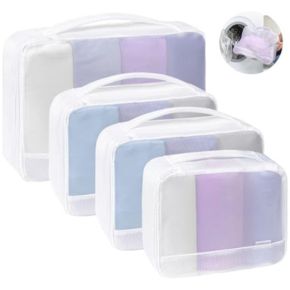 Cambond Mesh Packing Cubes for Travel Women - Lightweight Travel Bags Luggage Packing Organizer Travel Cubes for Suitcase with Handle - style: 4 Set (1L+2M+1S) - Laundry/Packing