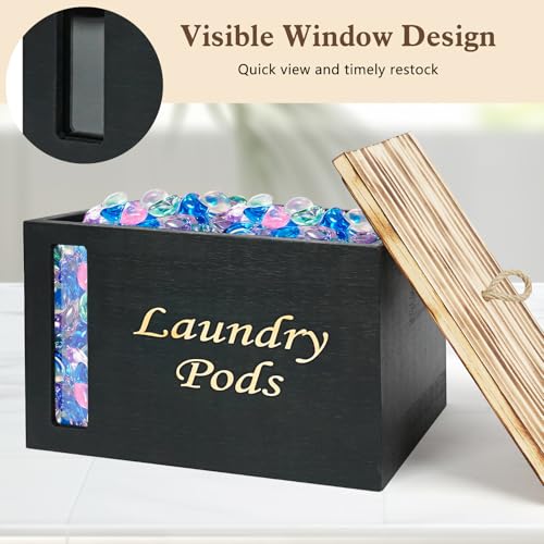 2 Pcs Laundry Pods Container & Dryer Sheet Holder with Window, Black - color: Black
