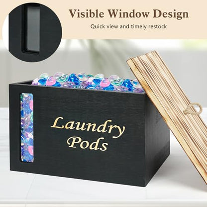 2 Pcs Laundry Pods Container & Dryer Sheet Holder with Window, Black - color: Black