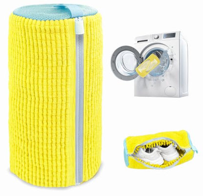 Shoe Washing Machine Bag,Laundry Shoe Bag for Washer and Dryer,Reusable Shoe Cleaning Bag for Sneakers,Tennis Shoes,With Self-locking Zipper, Microfiber Inside,Include Shoe Bag (Lite Yellow - 1 Pack) - color: Lite Yellow - 1 Pack