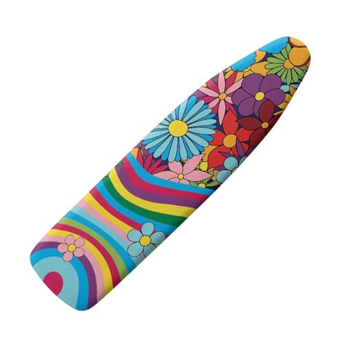 Hippie Flower Ironing Board Covers with Padding Standard Size Washable Small Ironing Board Cover Stretchy Expedient Sleeve Ironing Board Accessorizes for Women Home Decor Colorful - color: Hippie Flower