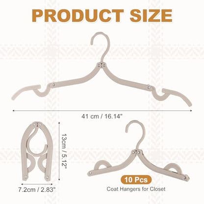 uxcell 10 Pcs Portable Travel Hangers, Plastic Foldable Hangers Cruise Essentials Clothes Drying Rack for Camping Flying Suitcase Travel Accessories Road Trip Hotel, Caramel - color: Caramel