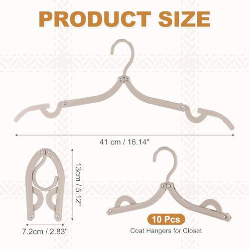 uxcell 10 Pcs Portable Travel Hangers, Plastic Foldable Hangers Cruise Essentials Clothes Drying Rack for Camping Flying Suitcase Travel Accessories Road Trip Hotel, Caramel - color: Caramel