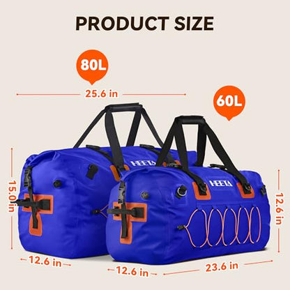 HEETA Waterproof Duffel Bag Travel Motorcycle Dry Bag Backpack 60L/80L/110L - color: Navy Blue, size: 80L