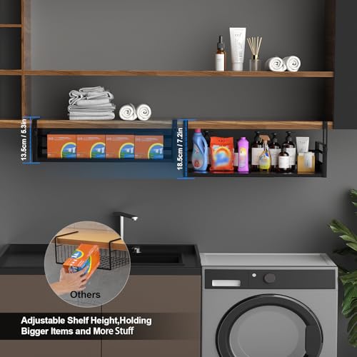 AmonHouseware 2Pack Expandable Under Shelf Storage Basket Organizer,Black - color: Black