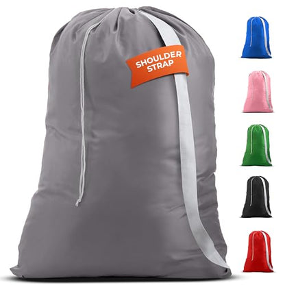 Handy Laundry Bag with Shoulder Strap 30"x40", Extra Large, Grey - color: Grey, size: 1-Pack