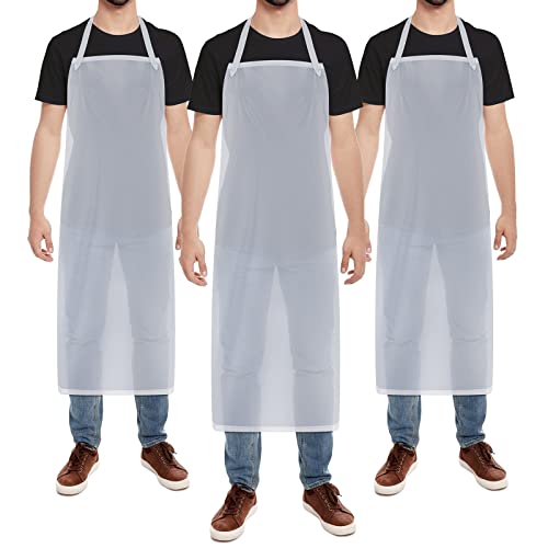 Hercicy 3 Pcs Heavy Duty Waterproof Aprons - color: White