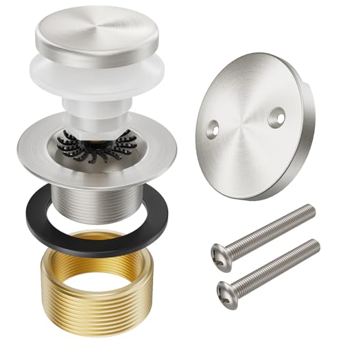 Brushed Nickel Bathtub Drain Kit with Overflow and Hair Catcher - color: Brushed Nickel