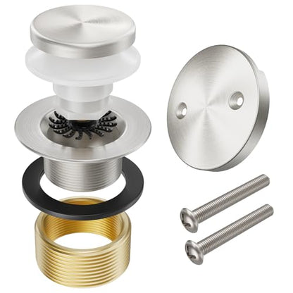Brushed Nickel Bathtub Drain Kit with Overflow and Hair Catcher - color: Brushed Nickel