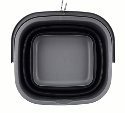 SAMMART 11L (2.9 Gallon) Collapsible Rectangular Handy Bucket (1, Grey/Black) - color: Grey/Black