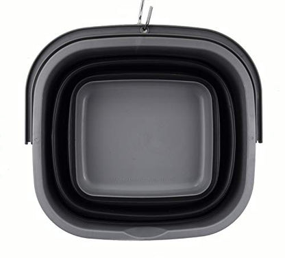 SAMMART 11L (2.9 Gallon) Collapsible Rectangular Handy Bucket (1, Grey/Black) - color: Grey/Black