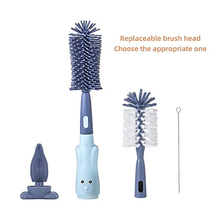 Silicone Baby Bottle Brush with Stand, Water Bottle Brush Cleaner Set - color: Pink 1
