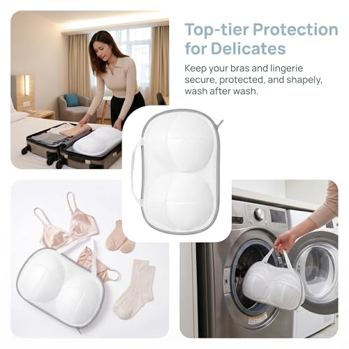 4 Pack Bra Washing Bags for Laundry, 3D Protective Bracket Mesh Bra Laundry Bags for Washing Machine Brassiere Wash Bags with Handle and Zipper for Delicates Lingerie (4PCS Grey) - color: 4PCS Grey