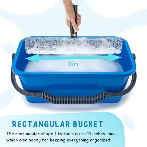 Bucket for Household Cleaning, 3 Gallon Plastic Rectangle Water Bucket with Handle for Car and Window Washing, Blue - color: Blue