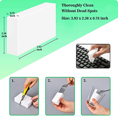 100Pack Magic Sponge Eraser, Melamine Sponge Foam, Non-Scratch Heavy Duty Kitchen Scrub Pads, Multi-Functional Household Cleaning Sponges for Dish, Bathroom, Bathtub, Sink, Cup, Wall Cleaner - color: 100pack