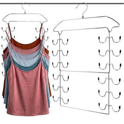 Tank Top Hanger Space Saving, 24 Hooks Bra Hanger for Closet Organization, Metal Multilayer Tank Top Organizer & Camisole Hanger for Underwear, Bathing Suits, Lingerie, 360° Swivel (1 Pack) - size: 1 Pack