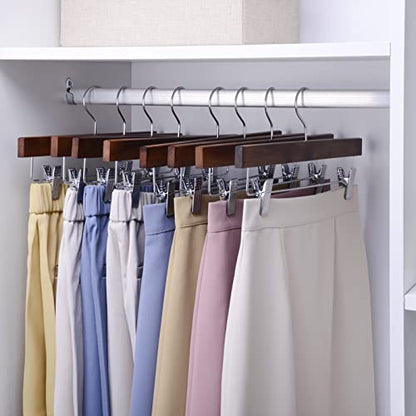 Nature Smile Wooden Pants Skirt Trousers Hangers with Clips (10Pcs Retro) - color: Retro