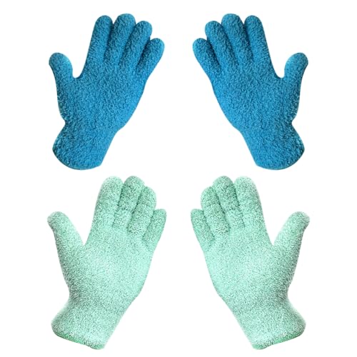 GSHLLO 4 Pcs Microfiber Dusting Gloves Plant Cleaning Gloves Car Wash Gloves Reusable House Gloves Washable Cleaning Mittens