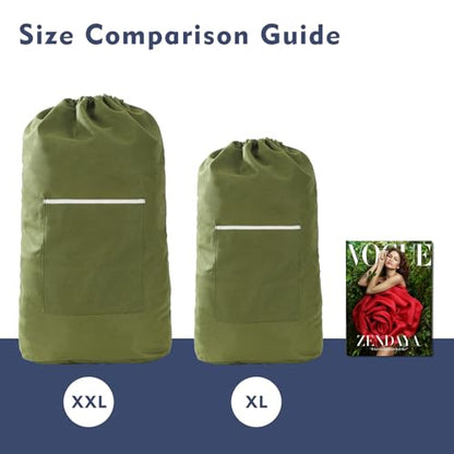 Canvas Laundry Bag, Laundry Backpack, Army Green, XX-Large - color: ARMY GREEN, size: XX-Large