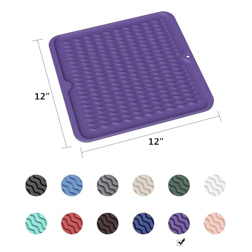 ZLR 4-in-1 Silicone Mat: Air Fryer & Coffee Maker, 12"x12", Meadow Violet - color: Meadow Violet, size: 12" x 12"