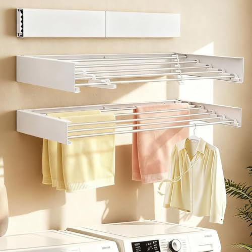 Wall Mounted Clothes Drying Rack 31.5" Foldable, 60 lb for Laundry & Apt