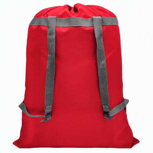 Laundry Bag Backpack, 27"x 34"Laundry Bag with Straps & Drawstring, Red - color: Red