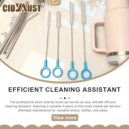 Straw Cleaner Brush Set Include 2 Size(12+10 Inch),Straw Brush Cleaner with 3mm Thick 304 Steel Wire,Straw Cleaning Brush for Baby Bottle,Stanley Straw Cleaner Brush for 20/30/40oz Stanley Cups.