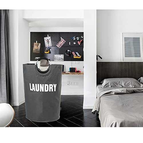DOKEHOM 160L XX-Large Laundry Basket Bag, Collapsible Hamper, Dark Grey - color: Dark Grey, size: 160L
