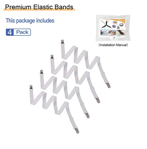 4Pcs Adjustable Bed Sheet Straps Clips, Elastic Mattress Sheet Fasteners Holder and Suspenders, Grippers to Hold Sheet, Mattress, Sofa, Couch, Table Cloth, Recliner Ironing Board Cover and More - color: 4pcs-white