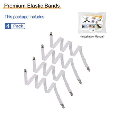 4Pcs Adjustable Bed Sheet Straps Clips, Elastic Mattress Sheet Fasteners Holder and Suspenders, Grippers to Hold Sheet, Mattress, Sofa, Couch, Table Cloth, Recliner Ironing Board Cover and More - color: 4pcs-white