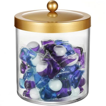 50 Oz Laundry Pods Container Clear with Stainless Steel Lid(Gold) - color: Gold, size: 50 Ounces